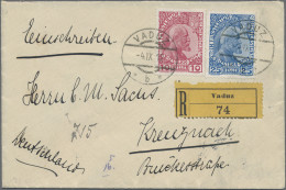 Liechtenstein: 1912, 10 U.25 H. Fürst Auf Gestr. Papier Auf R-Brief Von Vaduz Na - Cartas & Documentos