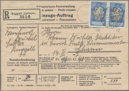 Liechtenstein: 1924/27, 30 Rp. Kirche Bendern Ultramarin 2x 30 Rp. Auf R-Einzugs - Brieven En Documenten