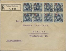 Liechtenstein: 1925, 5 A. 7 1/2 Rp. Putten Gez. 9 1/2 Im 4er-Block Auf Brief, 5 - Cartas & Documentos