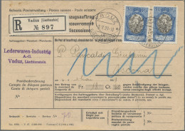 Liechtenstein: 1927/30, 30 Rp. Kirche Bendern Ultramarin 3x Auf Eilbrief Von Vad - Cartas & Documentos