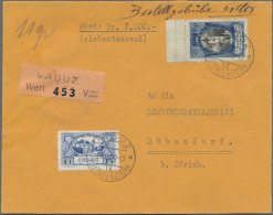 Liechtenstein: 1930, 1 1/2 Fr. Reg.gebäude Mit 40 Rp. Kirche Schaan Auf Wertbrie - Cartas & Documentos