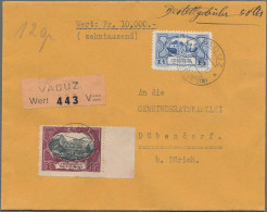 Liechtenstein: 1930, 1 1/2 Fr. Reg.gebäude Mit 1 Fr. Rheintal Auf Wertbrief (Sfr - Briefe U. Dokumente