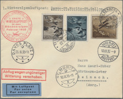 Liechtenstein: 1930, 15,20, 25(2), Und 35 Rp. Flugpost Auf 2 LP-Briefen 1.Winter - Cartas & Documentos