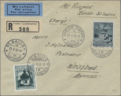 Liechtenstein: 1932, 35 Rp. Rofenbergkaplle Und 20 Rp. Flugpost Mit PF "weißer B - Lettres & Documents