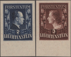Liechtenstein: 1949, 2 Fr Und 3 Fr, Fürstenpaar UNGEZÄHNT Auf Ungummiertem Papie - Ungebraucht