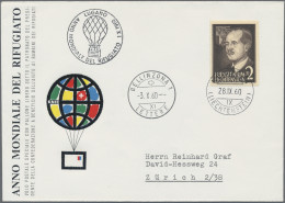 Liechtenstein: 1960, 2 U. 3 Fr. Fürstenpaar Auf 2 Illustr. Ballonpost-Briefen LB - Lettres & Documents