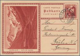 Liechtenstein - Ganzsachen: 1930, 20 Rp. Schlosshof Bilder Valüna-Alpe Und Kirch - Enteros Postales