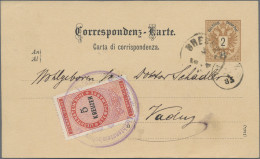 Liechtenstein - Besonderheiten: 1885, Fiskalmarke 5 Kr. Rot/schwarz Mit Violette - Autres