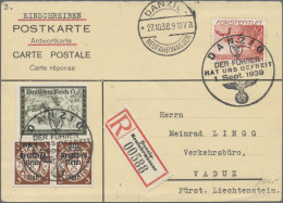 Liechtenstein - Besonderheiten: 1938/1939, 2 R-Antwortkarten Mit MiF Danzig/Dt.R - Otros