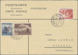 Liechtenstein - Besonderheiten: 1939, 4 Antwortkarten Mit Verschiedenen MiF Slow - Andere