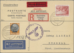Liechtenstein - Besonderheiten: 1940, 3 R-Antwortkarten Mit MiF Dt.Besetzung Els - Other