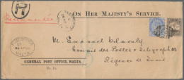 Malta: 1900 Registered Official Envelope Headed "On Her Majesty's Service" Addre - Malte