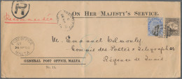 Malta: 1900 Registered Official Envelope Headed "On Her Majesty's Service" Addre - Malta