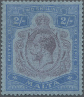 Malta: 1922, KGV Definitives 2s. Chalk-surfaced Paper Purple And Blue, Variety " - Malte