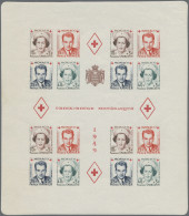 Monaco: 1949, 10 + 5 Fr To 40 +5 Fr, Red Cross, Two Souvenir Sheets, Mint Never - Unused Stamps