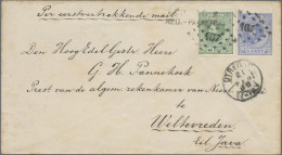 Netherlands: 1888, 5 C William III Blue Postal Stationery Envelope, With 20 C Gr - Lettres & Documents