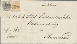 Österreich: 1850, 2 Kreuzer Schwarz, Handpapier Type Ia Und 1 Kreuzer Braunorang - Lettres & Documents