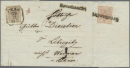 Österreich: 1850, 6 Kr. Braun, Handpapier, Type Ia Sowie Rückseitig Geklebt Glei - Covers & Documents