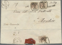 Österreich: 1850, 6 Kr. Braun, Handpapier, Type Ib, Mehrfach-Frankatur Von Zwei - Cartas & Documentos