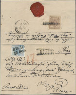 Österreich: 1850, 9 Kr. Blau Sowie Rückseitig Geklebt 6 Kr. Braun, Je Handpapier - Brieven En Documenten