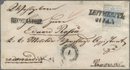 Österreich: 1850, 9 Kr. Blau, Handpapier, Type I, Vorderseitig Auf Dreiseitig Ge - Lettres & Documents