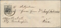 Österreich: 1850/1854, 2 Kreuzer Schwarz, Maschinenepapier, Type III B, Mit Link - Cartas & Documentos