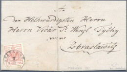 Österreich: 1854, 3 Kr. Tomatenrot, Gute Gravurtype 2-1, Als Einzelfrankatur Auf - Lettres & Documents