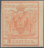 Österreich: 1850/1854, 3 Kreuzer Stumpfrosa, Maschinenpapier, Postfrisch Mit Vol - Ungebraucht