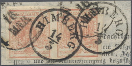 Österreich: 1854, 3 Kr. Stumpfrosa, Maschinenpapier, Im Waagerechten Paar Auf Re - Lettres & Documents