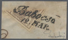 Österreich: 1850, 6 Kr Braun, Maschinenpapier, Type III, Diagonal Halbiert, Auf - Covers & Documents