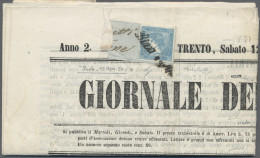 Österreich: 1851, 0,6 Kr Hellblau, Type Ia Auf Geripptem Papier Mit Teil Des Adr - Lettres & Documents