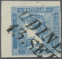 Österreich: 1851, (0,6 Kreuzer), Sog "blauer Merkur", Type III B, Hellblau, Link - Used Stamps