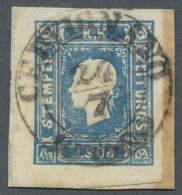 Österreich: 1858, (1,05 Kreuzer/Soldi) Blau Zeitungsmarke, Type I, Allseits Brei - Lettres & Documents