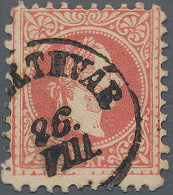 Österreich: 1867, 5 Kr Rot Wertstempel Des 5-Kreuzer Umschlags Privat Gezähnt In - Used Stamps