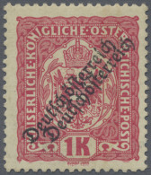 Österreich: 1919, 1 Kr. Rot Mit Doppeltem Aufdruck "Deutschösterreich", Rückseit - Ongebruikt