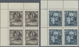 Österreich: 1946, 5+3 Gr. Schwarzbraun Und 12+12 Gr Graublau, Die Unverausgabten - Ungebraucht