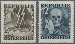 Österreich: 1946, 5+3 Gr. Schwarzbraun Und 12+12 Gr Graublau, Die Unverausgabten - Ungebraucht