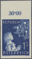 Österreich: 1954, 1 S "Weihnachten", Ungezähntes, Postfrisches Oberandstück. Att - Neufs