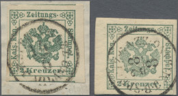 Österreich - Zeitungsstempelmarken: 1853, 2 Kr Grün, Type I Und Type II Je In Vo - Periódicos