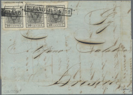 Österreich - Lombardei Und Venetien: 1850, 10 Cent. Schwarz, Type Ia, Waagerecht - Lombardo-Veneto