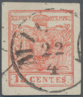 Österreich - Lombardei Und Venetien: 1857, MAILÄNDER POSTFÄLSCHUNG, 15 C. Rot, T - Lombardo-Vénétie