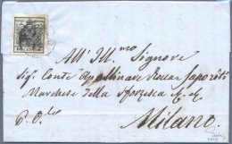 Österreich - Lombardei Und Venetien: 1854, 10 Cent. Schwarz, Type III, Breitrand - Lombardo-Vénétie