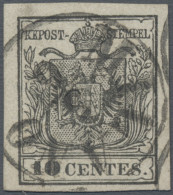 Österreich - Lombardei Und Venetien: 1854, 10 Cent. Grauschwarz, Type III, Breit - Lombardo-Vénétie