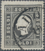 Österreich - Lombardei Und Venetien: 1858, 3 Soldi Schwarz, Type I, Linienzähnun - Lombardo-Vénétie