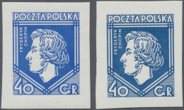 Poland: 1927, 40gr. Frederic Chopin, Two Imperforate Proof In Ultramarine Resp. - Other & Unclassified