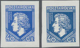 Poland: 1927, 40gr. Frederic Chopin, Two Imperforate Proof In Ultramarine Resp. - Otros & Sin Clasificación