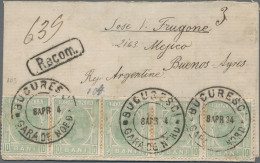 Romania: 1884, 10 Bani Horizontal Strip Of 5 Tied "Bucuresti Gara De Nord 8 Apr - Lettres & Documents