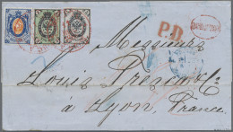 Russia: 1869 Entire From Moscow To Lyon Via Prussia, Franked By 1866 3k., 5k. An - Briefe U. Dokumente