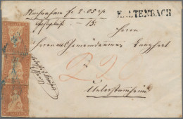 Schweiz: 1854 Strubel: Drei Einzelmarken Der 5 Rp. Hellbraunorange Vom 1. Münche - Covers & Documents