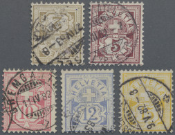 Schweiz: 1882 Kompletter Satz 'Ziffern' Auf Weißem Papier, Alle Farbfrisch, Saub - Oblitérés